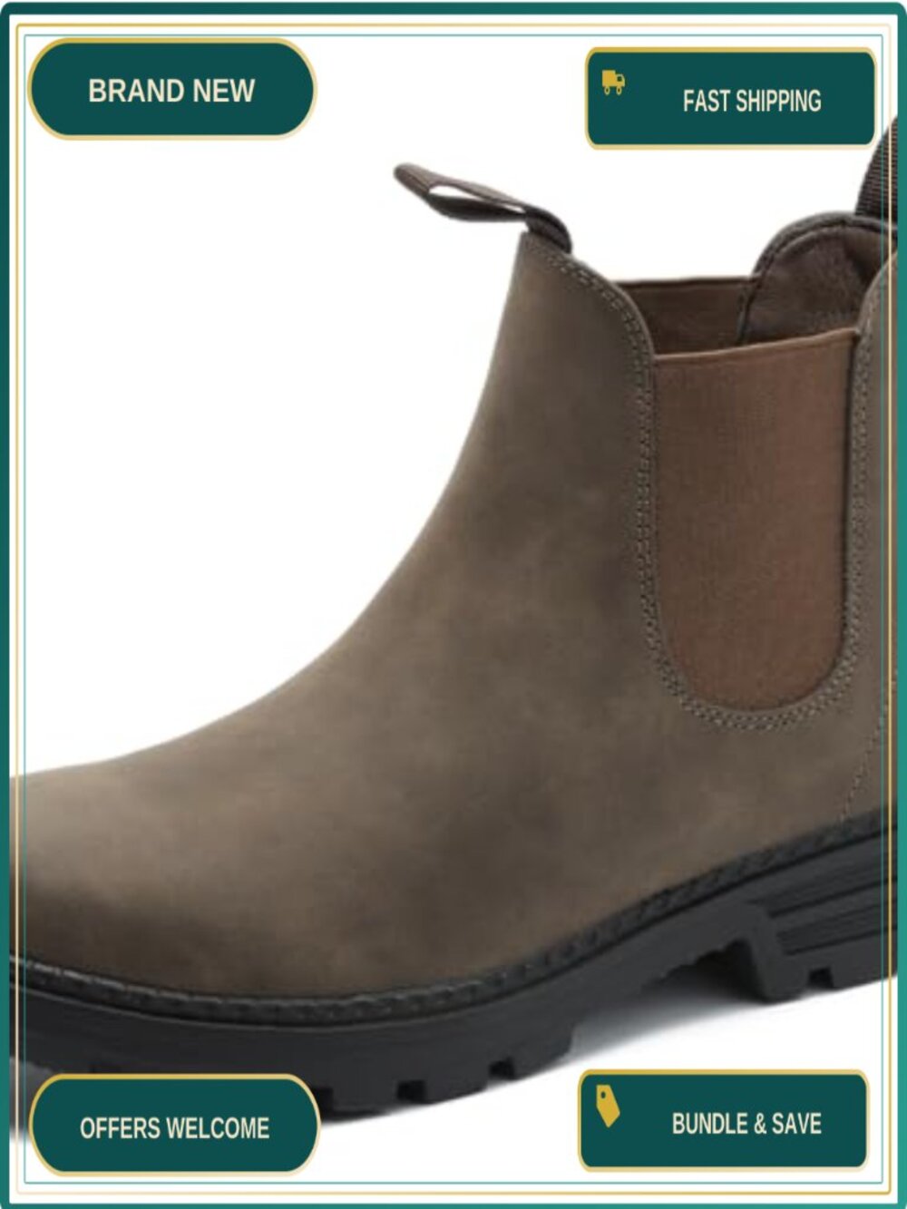 Women's Chelsea Hiking Boots Waterproof Faux Leather Ankle Boots Slip-On